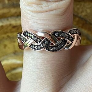 Natural Champagne Diamond Sterling Silver Ring Size 7